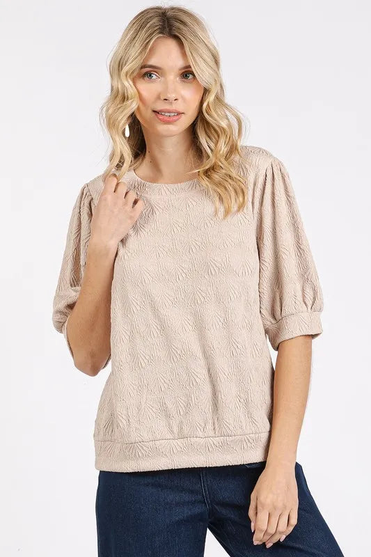 Mittoshop Fan Shell Texture Short Puff Sleeve Knit Top 1a745dfa-6da4-47aa-9f28-46391deee11e-Max