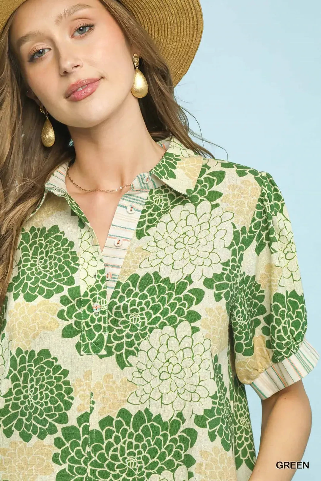 Floral Collared Short Sleeve Blouse 1a7b2adc-3cdb-4f47-a8af-6d28bde30691-Max-Origin