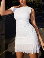 Ruffled Single Shoulder Mini Dress 1a7e46b2-5d3b-44ae-8e61-9d31b7699bca-Max-Origin