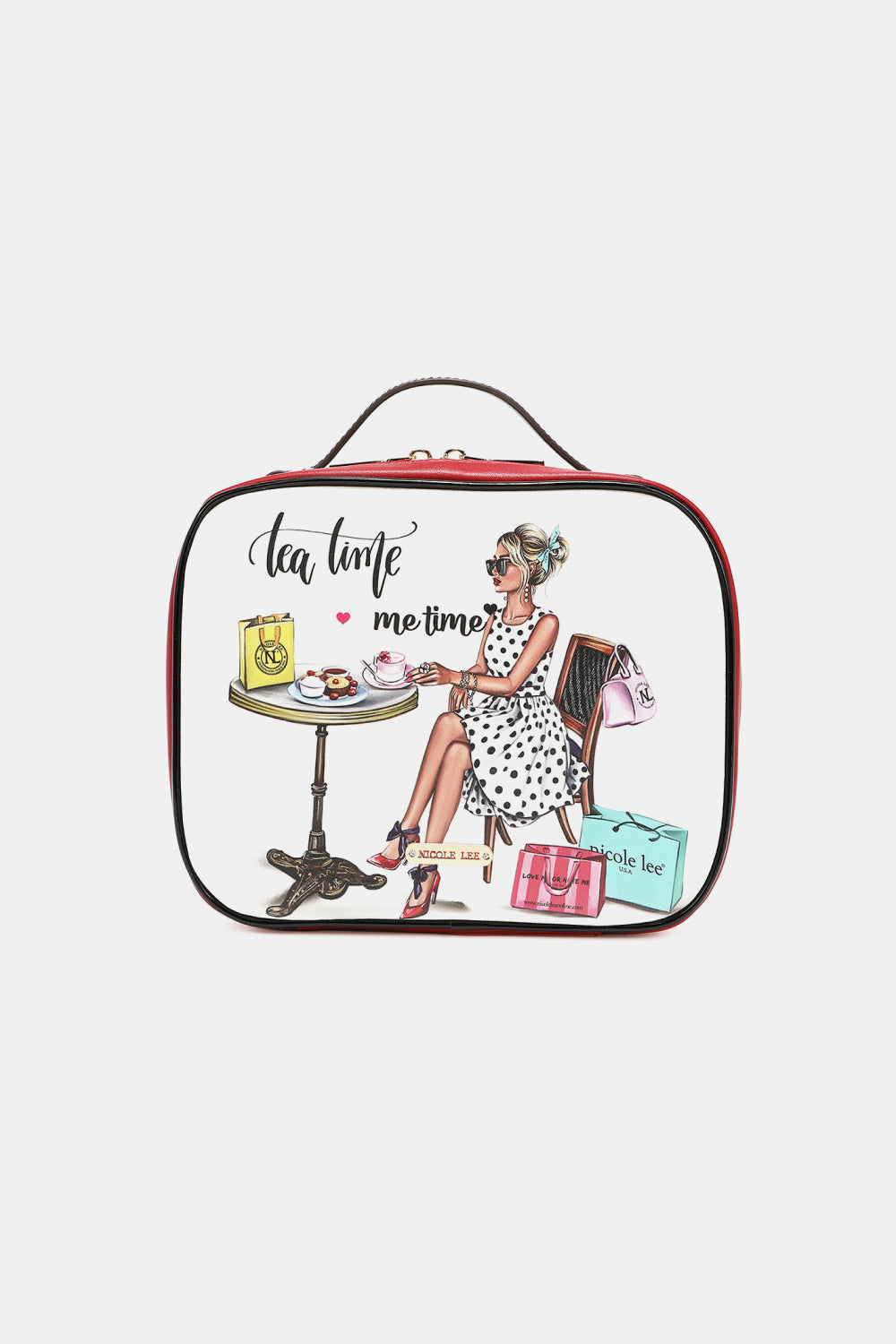 Nicole Lee USA Printed Handbag with Three Pouches Tea Time Me Time One Size 1a8791d4bce44834baed748d41d1c781-Max