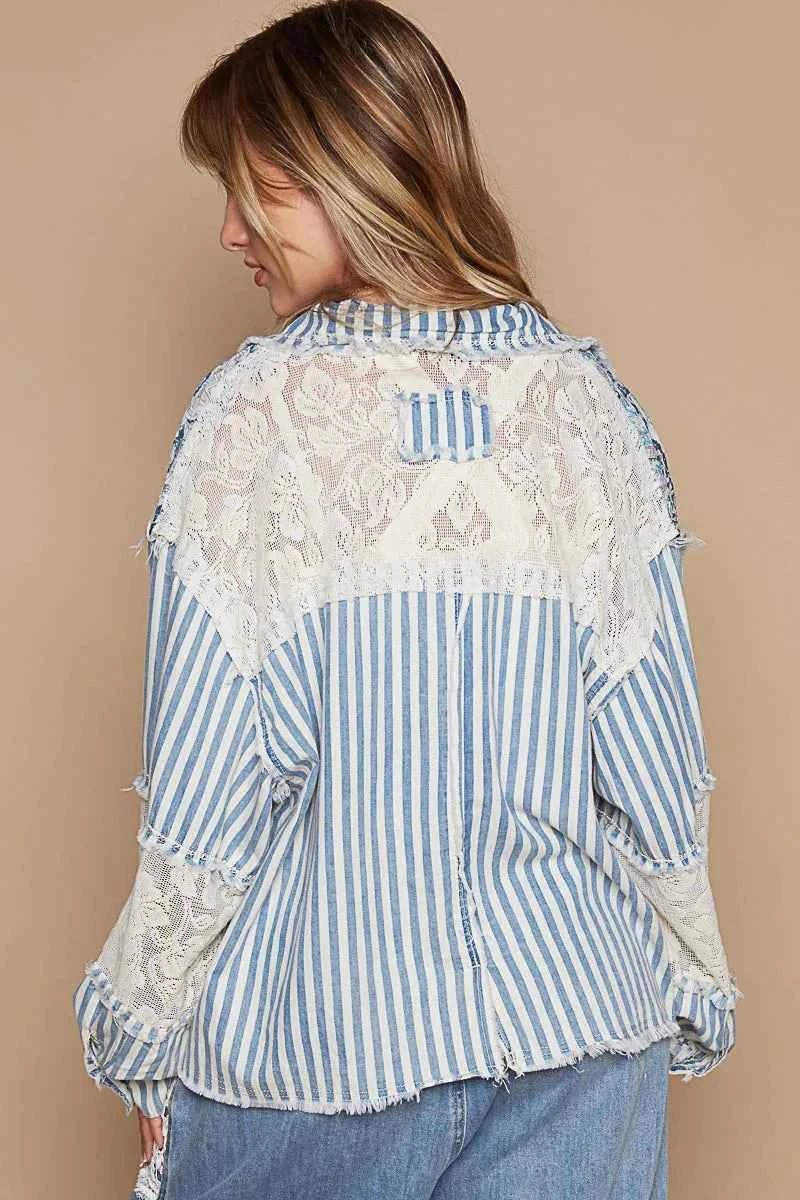 POL Printed Woven Mix Raw Hem Jacket with Lace Detail 1a9422ee-7cef-480f-a493-be916680dfc1-Max-Origin