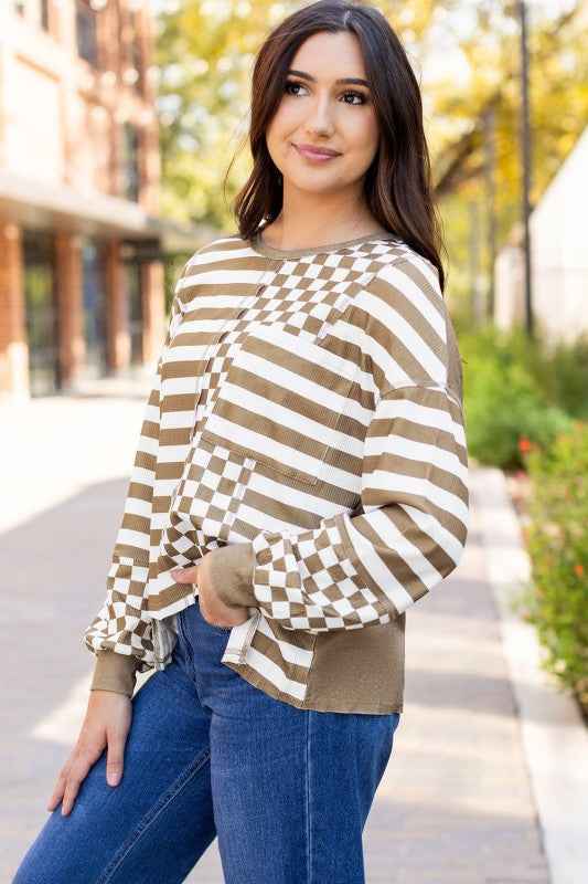 Fatima Patchwork Lantern Sleeve Blouse 1a959f55-6866-459d-a4c7-26c037533869