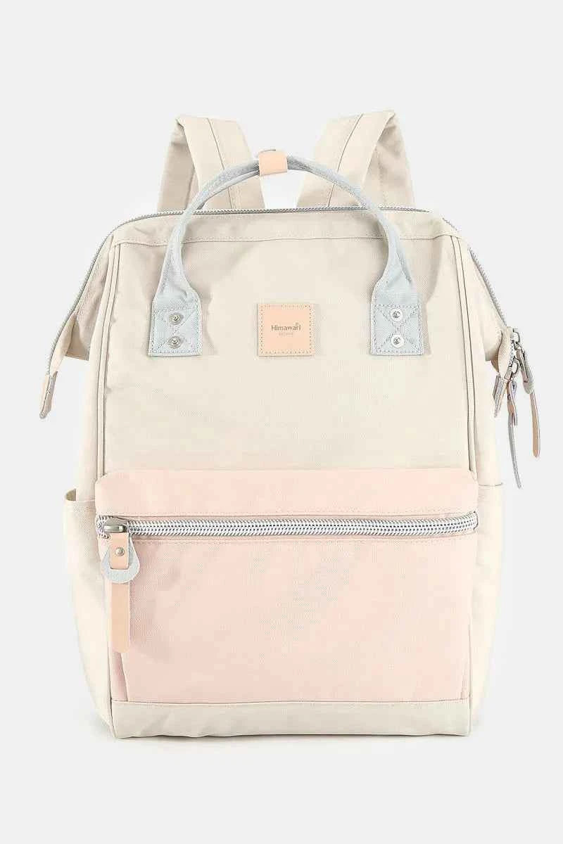 Himawari Water Resistant Canvas Backpack Bag with Side Pockets Cream L.Pink One Size 1a97a3de-b80d-4295-b66a-c23373de4830-Max