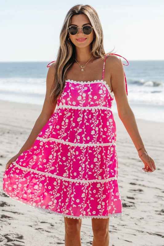 Mina Ric Rac Patched Sleeveless Mini Dress Pink 1aa279b1-8ad9-44ad-b1ca-bb5683e8ef56