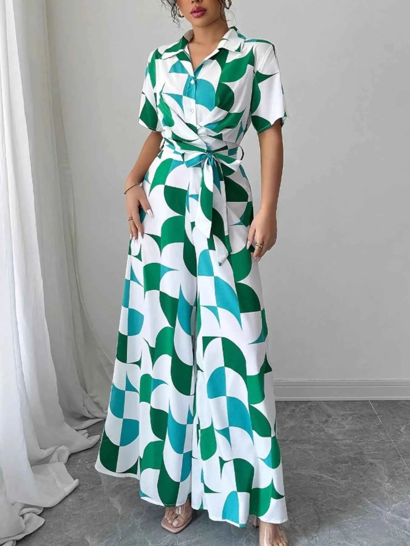 Printed Wide Leg Belted Jumpsuit Turquoise 1aac1be1-0304-4cab-9483-cd2b30176f90-Max-Origin