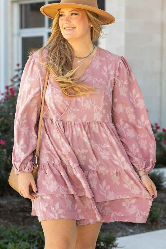 Plus Size Floral V-Neck Tiered Ruffle Dress 1abaeb86-d406-4dab-a8ff-41032f5e28e2