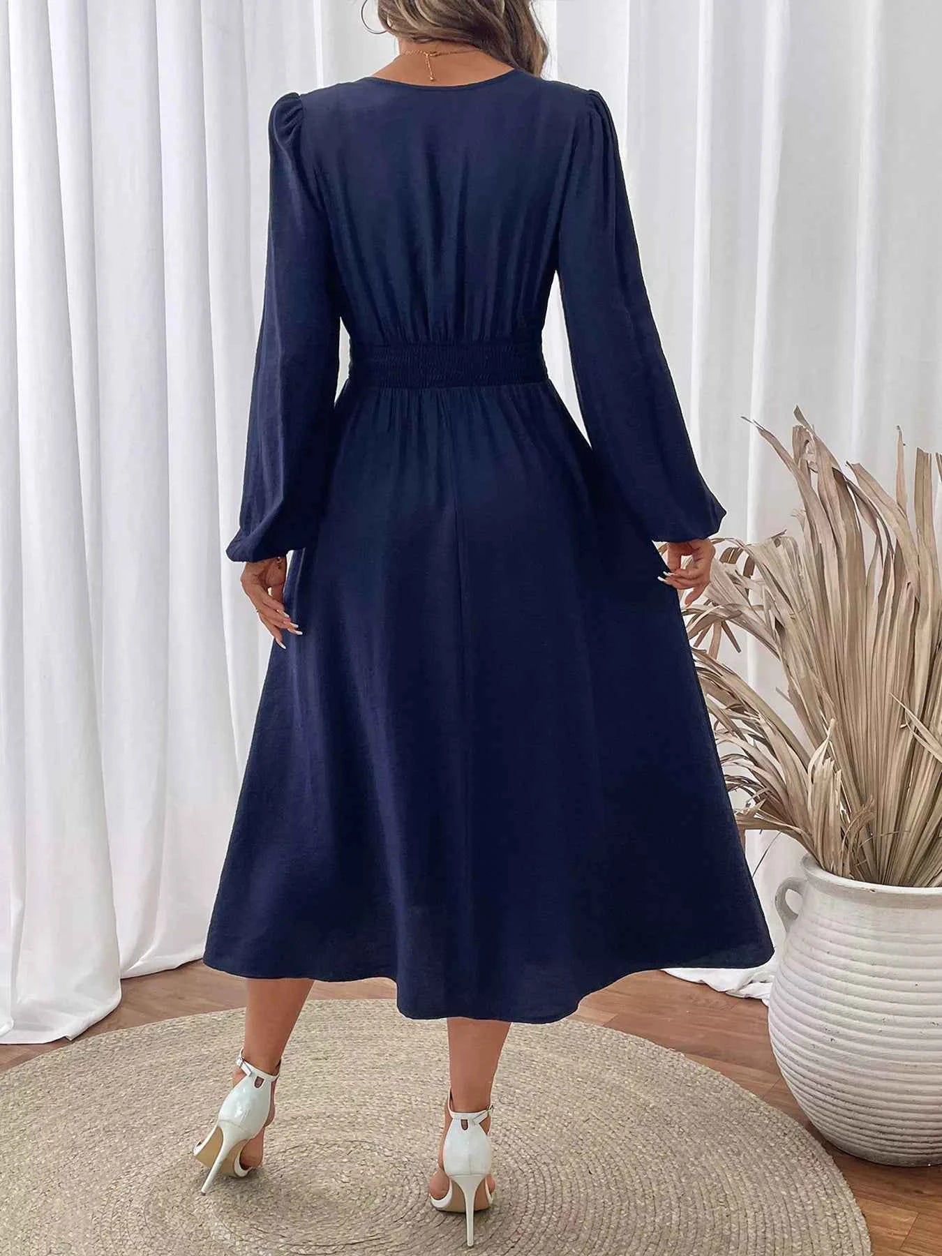 Embroidered Notched Long Sleeve Midi Dress 1abd8478c7b94d7e949bca171824c830-Max-Origin