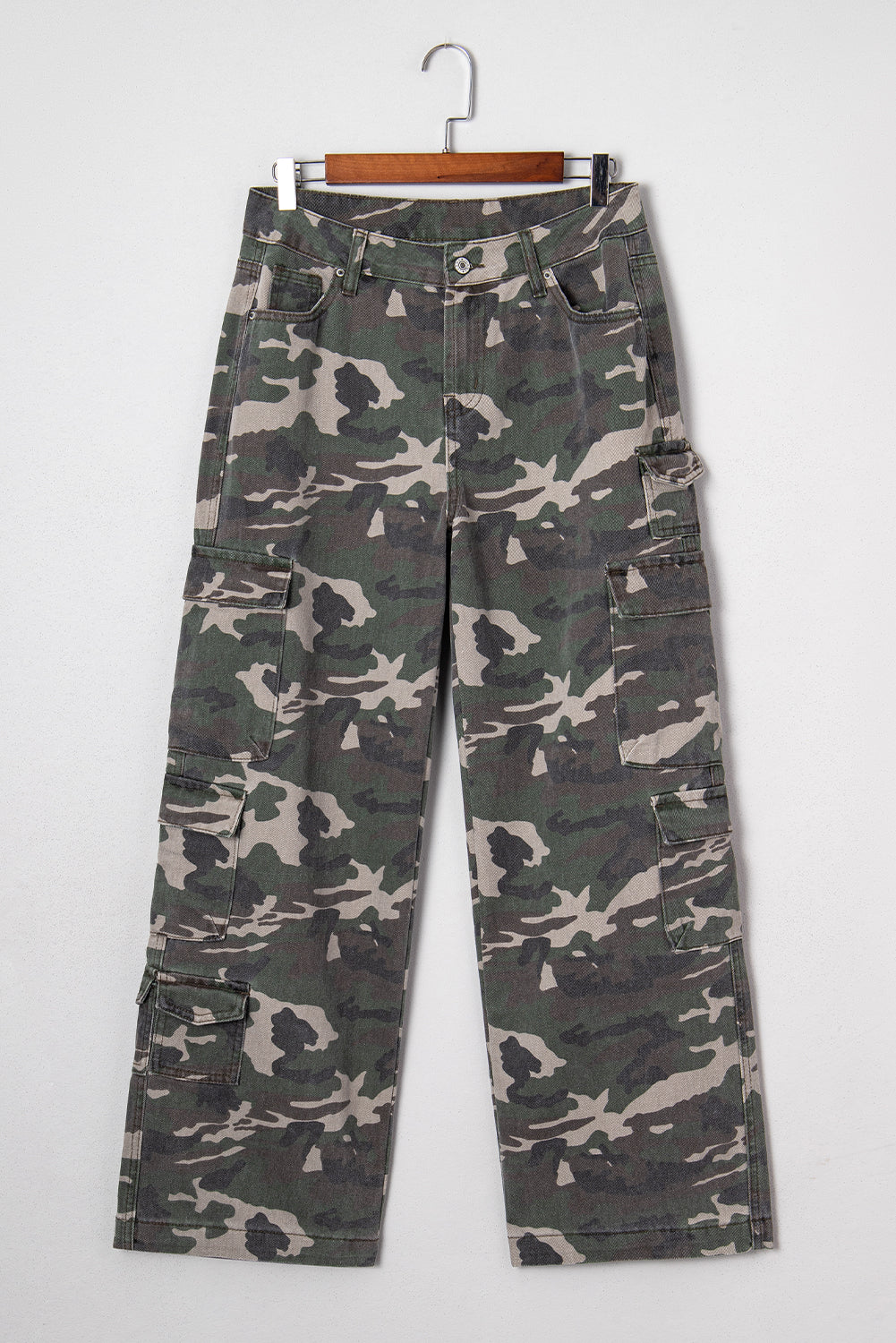 Green Camo Multi Pocket Cargo Wide Leg Jeans 1abe27694f130d1d