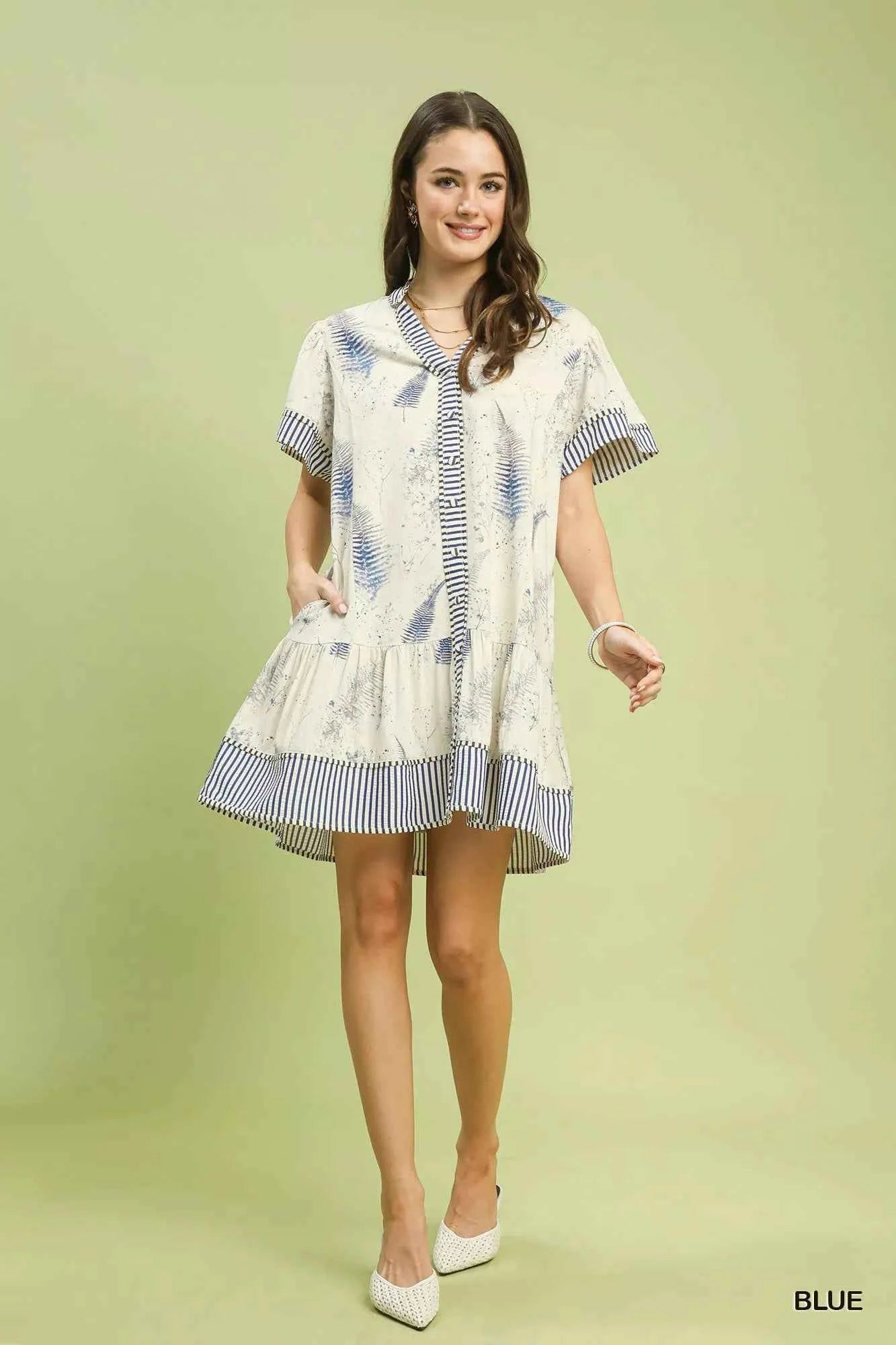 Umgee Linen Printed Button-Front Tiered Mini Dress 1abe9b87-bdb9-471b-b236-0d24d0a1f329-Max-Origin