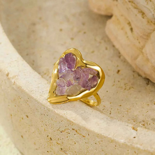 18K Gold-Plated Heart-Shaped Ring Lilac One Size 1ac2657f-d72b-4b65-8028-648dd1cd189e-Max-Origin