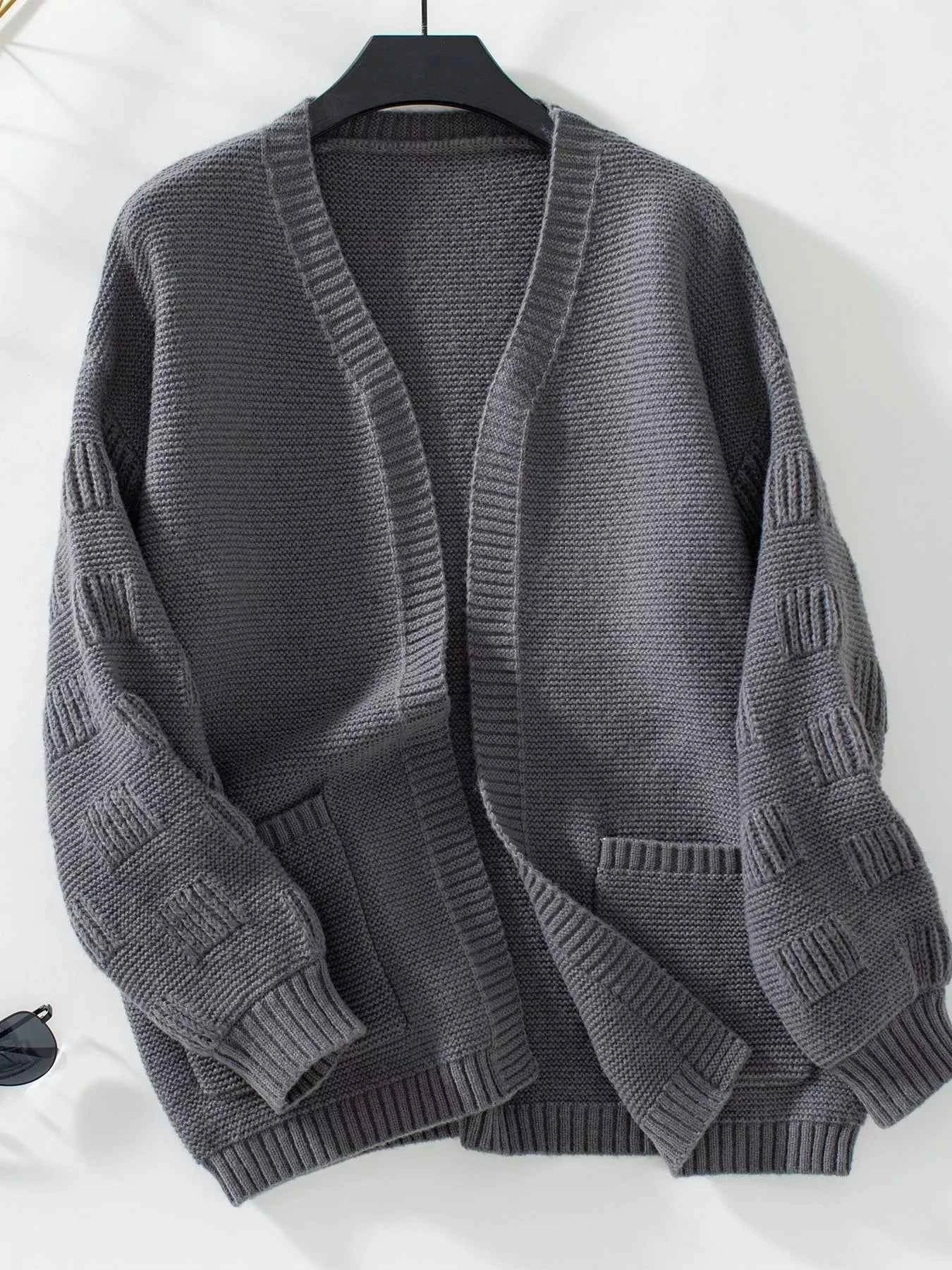 Textured Knit Open Front Cardigan 1ad1e660-19e6-483f-8fe8-345b91177ce1-Max-Origin