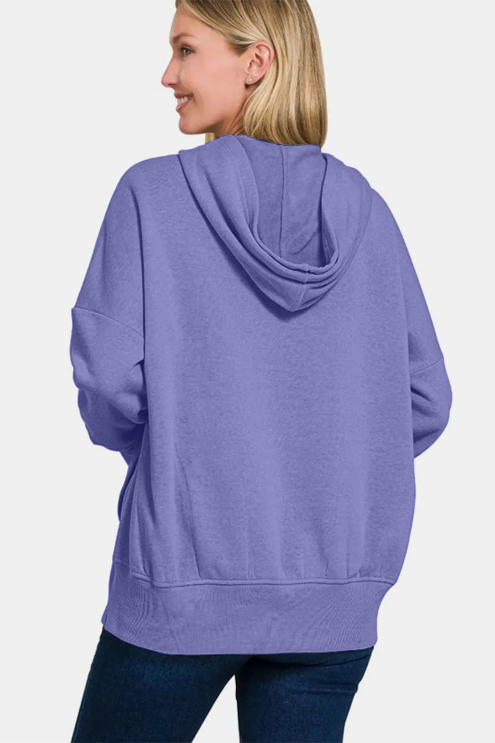 Zenana Half Snap Long Sleeve Hoodie with Kangaroo Pocket 1ad403b7-6eb7-43a9-8ac4-efe802615792-Max