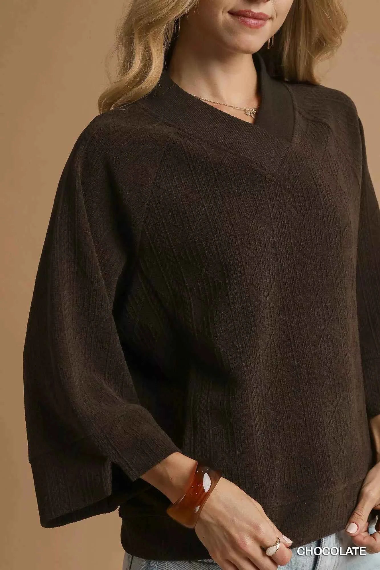Textured Knit V-Neck Top 1ad7d477-38c7-4e9d-9a13-e3de0a4fe941-Max-Origin