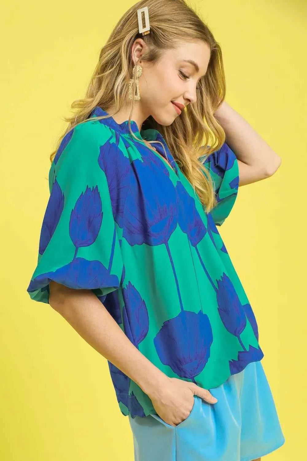 Umgee Floral Print Relaxed Fit Summer Blouse 1ae06e66-d65f-4212-9612-88bda927c7f9-Max-Origin