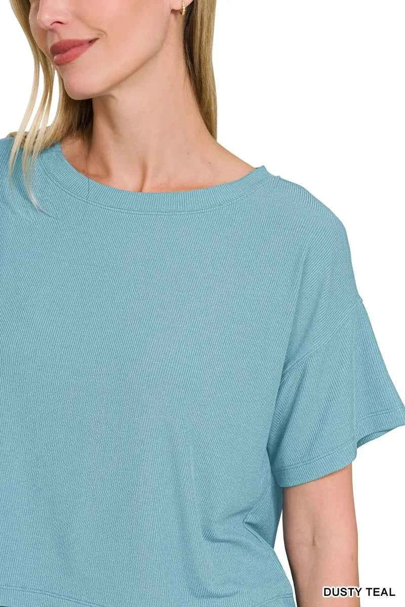 Zenana Ribbed Round-Neck Crop T-Shirt 1ae2392651d0457ba7dcb132488713e4-Max-Origin