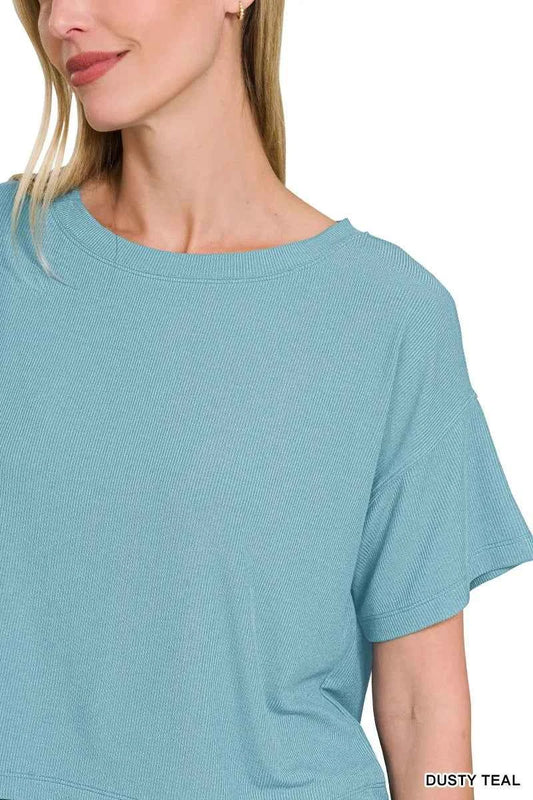 Ribbed Round-Neck Crop T-Shirt 1ae2392651d0457ba7dcb132488713e4-Max-Origin