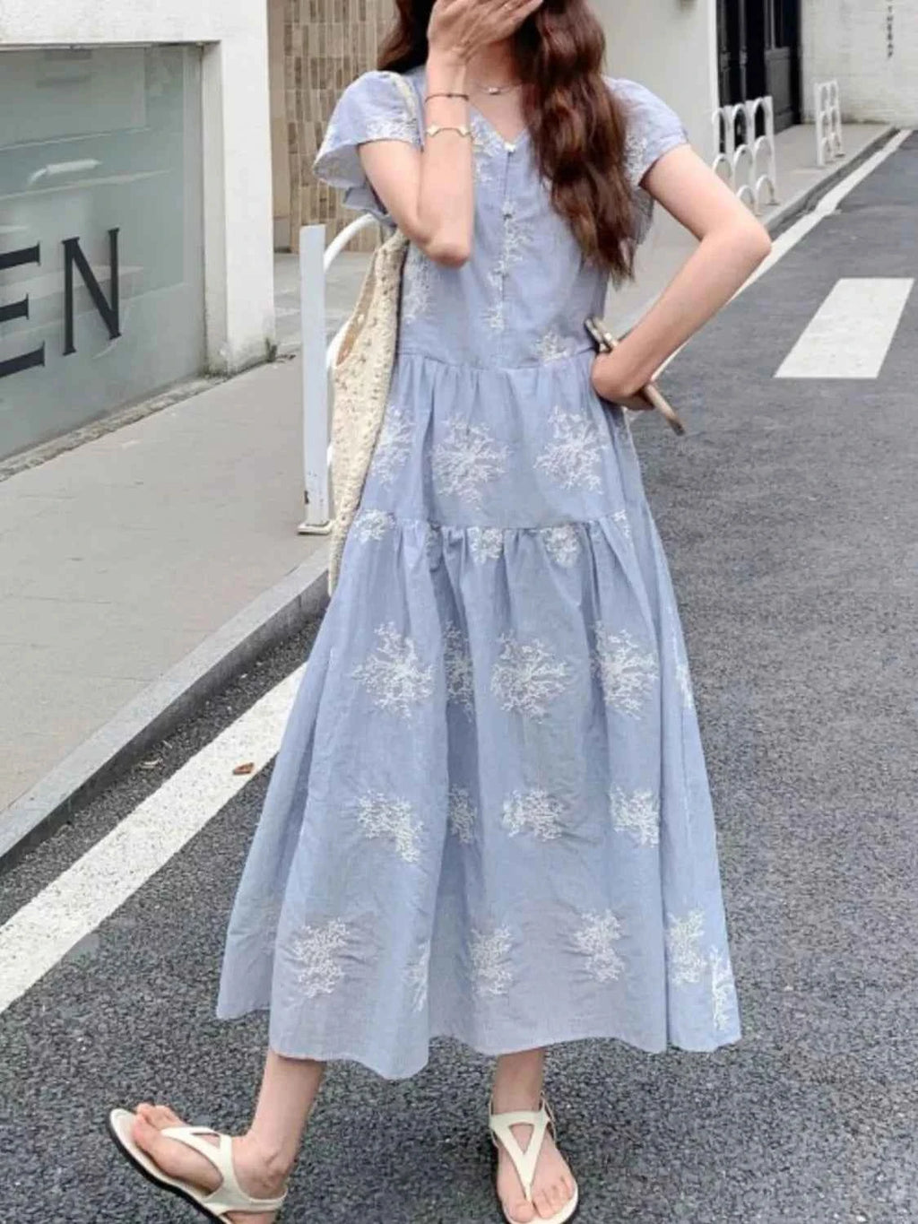 Tiered Cap Sleeve Midi Dress 1ae8530b-662d-48bf-888a-f9c7ad9b4eb7-Max-Origin
