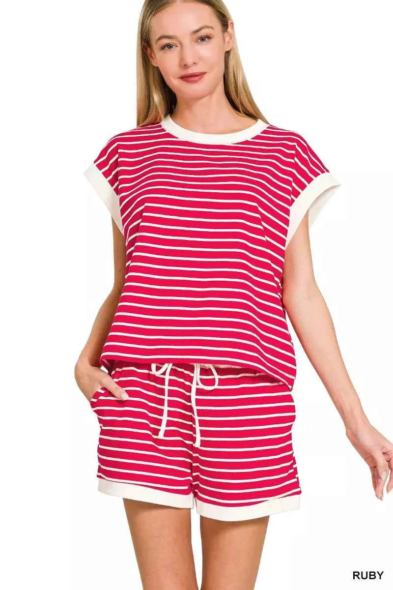 Zenana Stripe Contrast Trim Top & Shorts Set RUBY 1aea8712f11a4938accdae91f5f3f575-Max-Origin