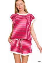 Zenana Stripe Contrast Trim Top & Shorts Set RUBY 1aea8712f11a4938accdae91f5f3f575-Max-Origin