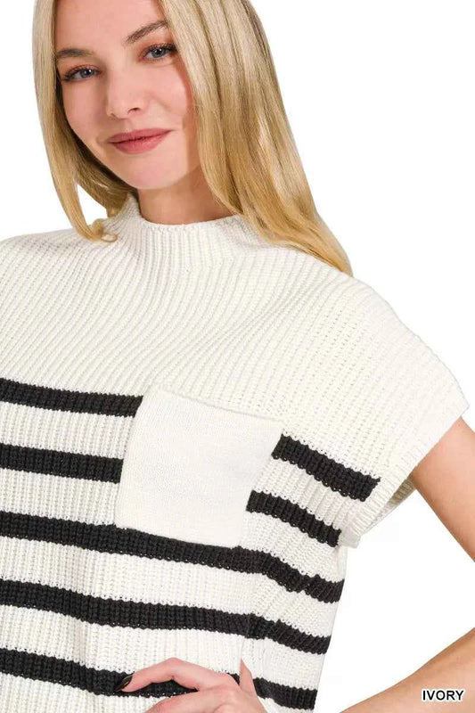 Short Sleeve Stripe Sweater 1aec8f77-f73c-4178-90f7-63f7ab5cedfd-Max-Origin