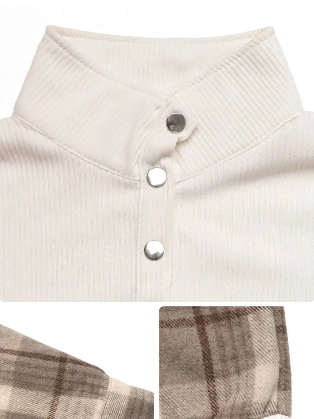 Snap Down Plaid Long Sleeve Sweatshirt 1af31f60-f7a7-417f-aa6c-ad0796ce4f79-Max-Origin
