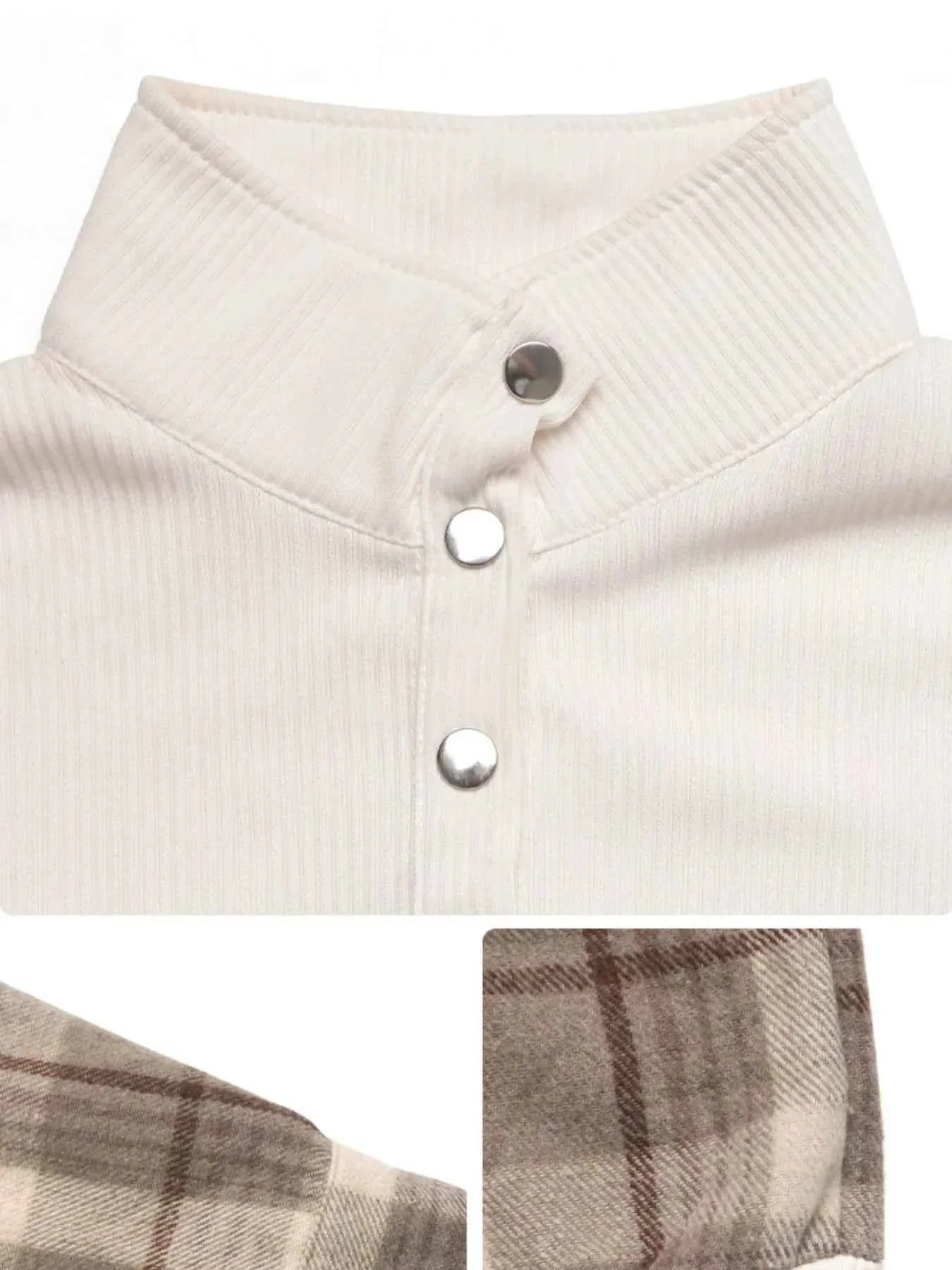 Snap Down Plaid Long Sleeve Sweatshirt 1af31f60-f7a7-417f-aa6c-ad0796ce4f79-Max-Origin