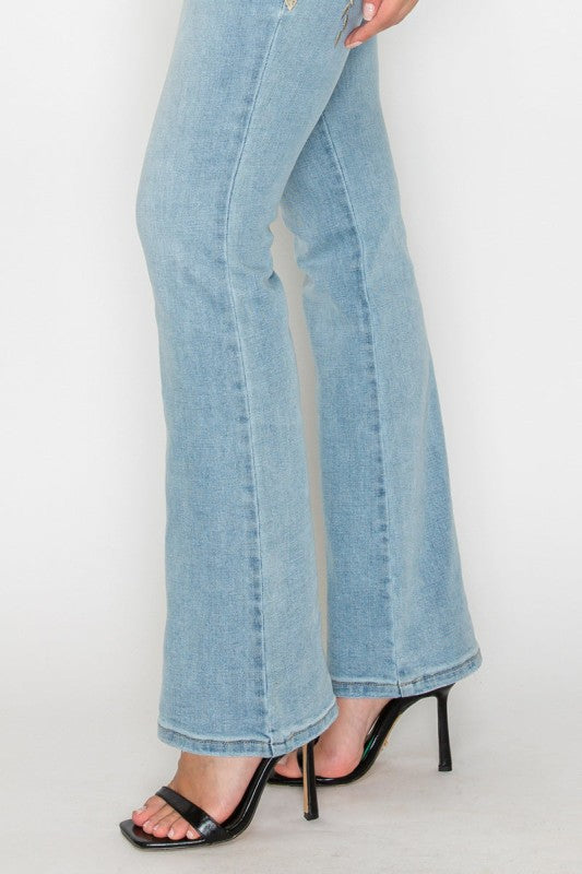 High rise embroidered modern bootcut jean 1af32b7b-7692-49e6-9012-06f2ecf9a322