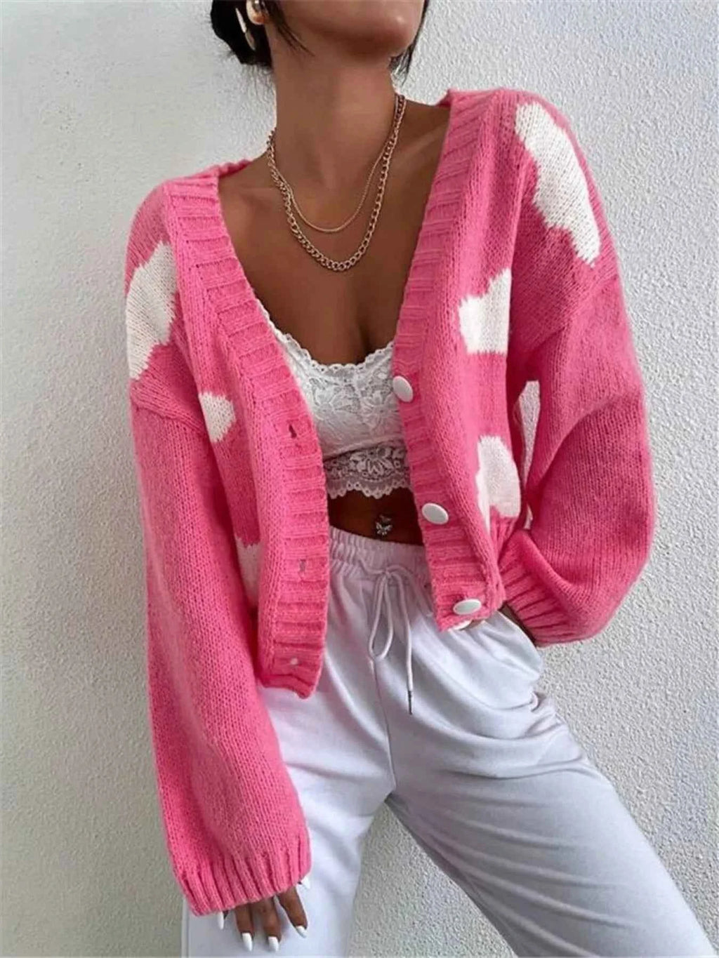 Contrast Cloud Pattern Cropped Button-Up Cardigan 1b01bce262954e98affed691b1f58ff2-Max-Origin