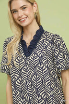 Umgee Leaf Print Ruffle Neck Midi Dress 1b1bea1a-7c87-4ab0-b5e4-9009d4776629-Max-Origin