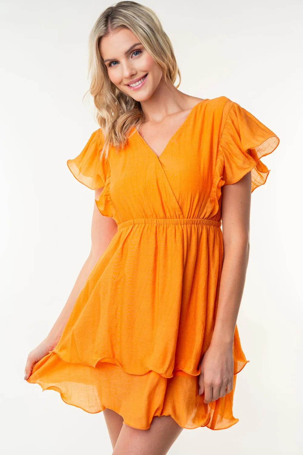 White Birch Full Size Short Sleeve Woven Layered Dress 1b2f47aa-de81-4a42-b183-9199a1efa2cf-Max