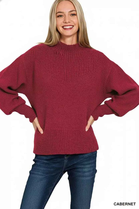 Balloon Sleeve Mock Neck Sweater 1b33ff6e-15a8-42ab-b6ae-94fd479401ef-Max-Origin