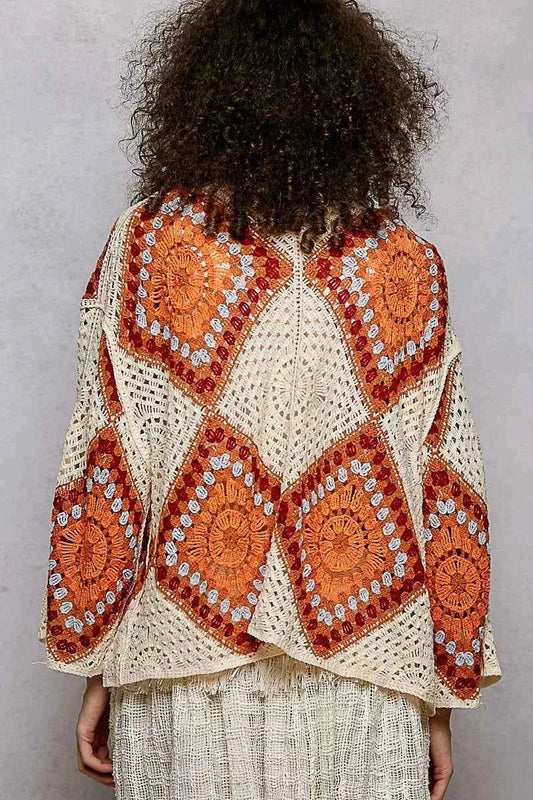 Open Front Crochet Cardigan with Granny Square Pattern 1b3603da-705e-4316-a34b-e0975c03bfe8-Max-Origin