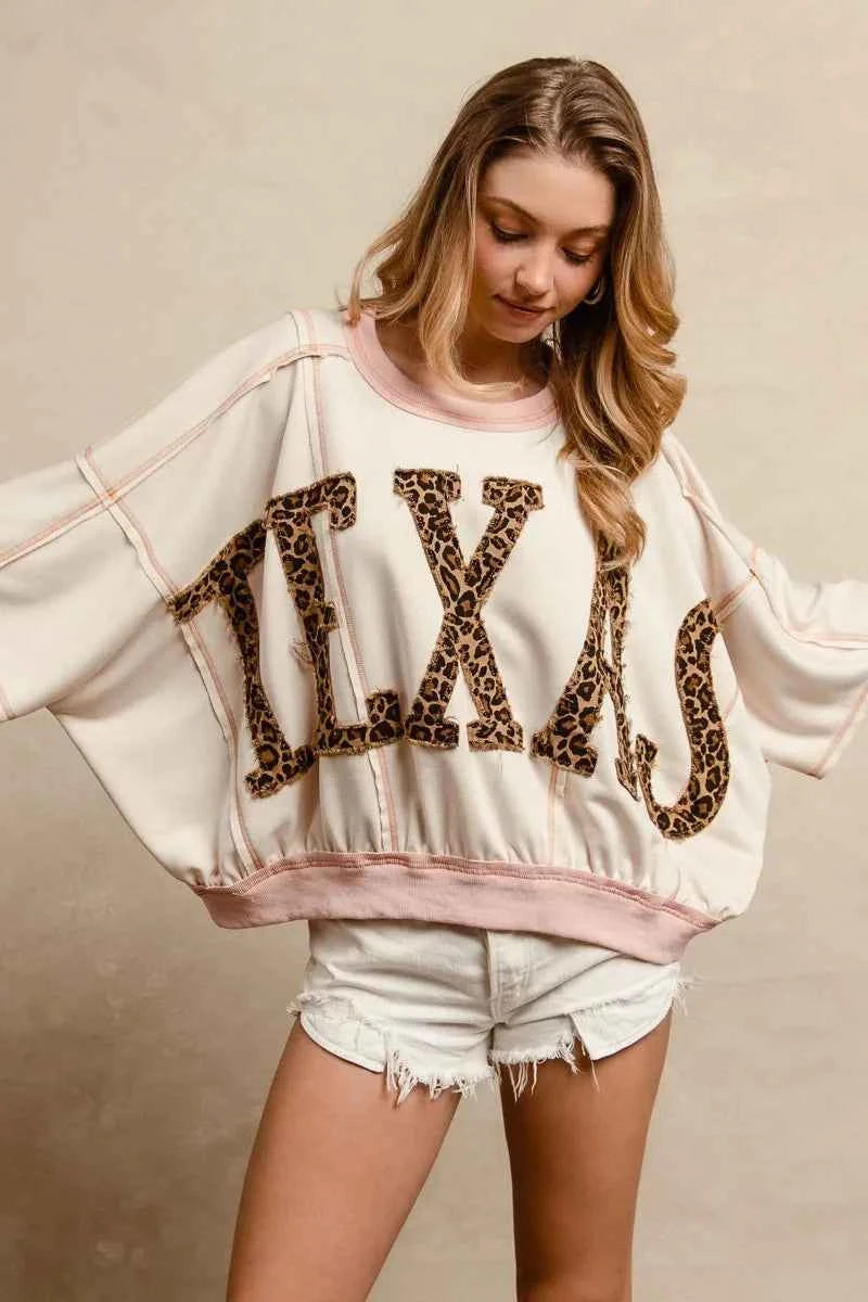 BiBi Leopard Print Texas Patchwork Overlock Stitch Top 1b36c7266bc6429e8877f3ed3ff9b1b8-Max-Origin