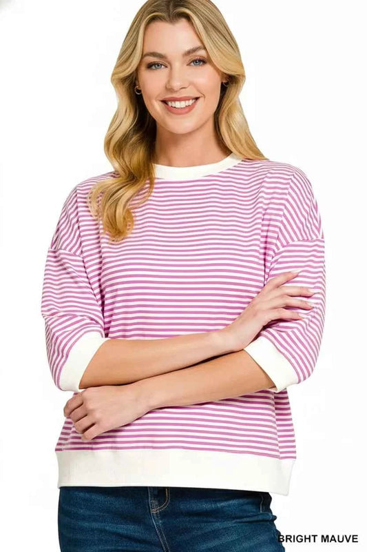Zenana Striped Contrast Trim Banded Bottom Top 1b3ef541-4c97-44bd-95cb-99a4ef46d235-Max-Origin
