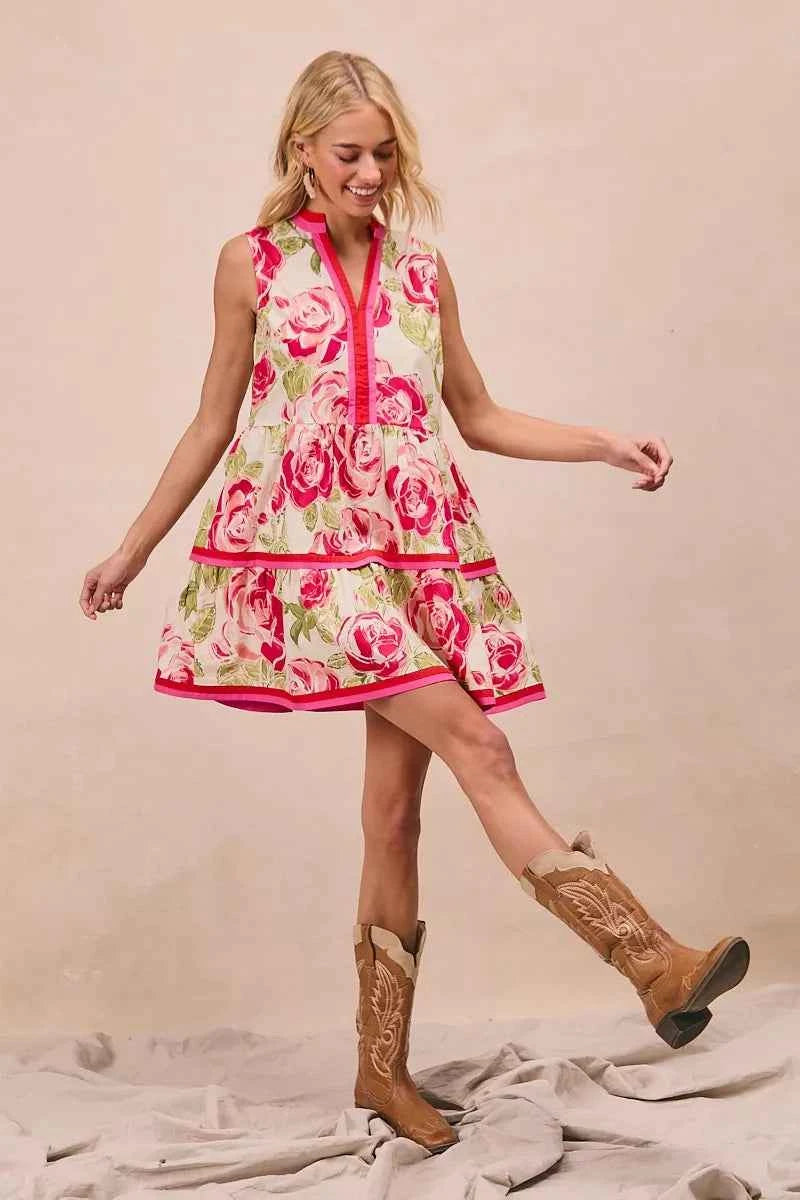 BiBi Floral Woven Contrast Edge Tiered Ruffle Mini Dress 1b40afb7d615447984b1f8c01ffeb141-Max-Origin
