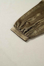 Metallic Split Neck 3/4 Sleeve Blouse 1b4347b8-d217-4950-9e1b-a6871bd2f5e2