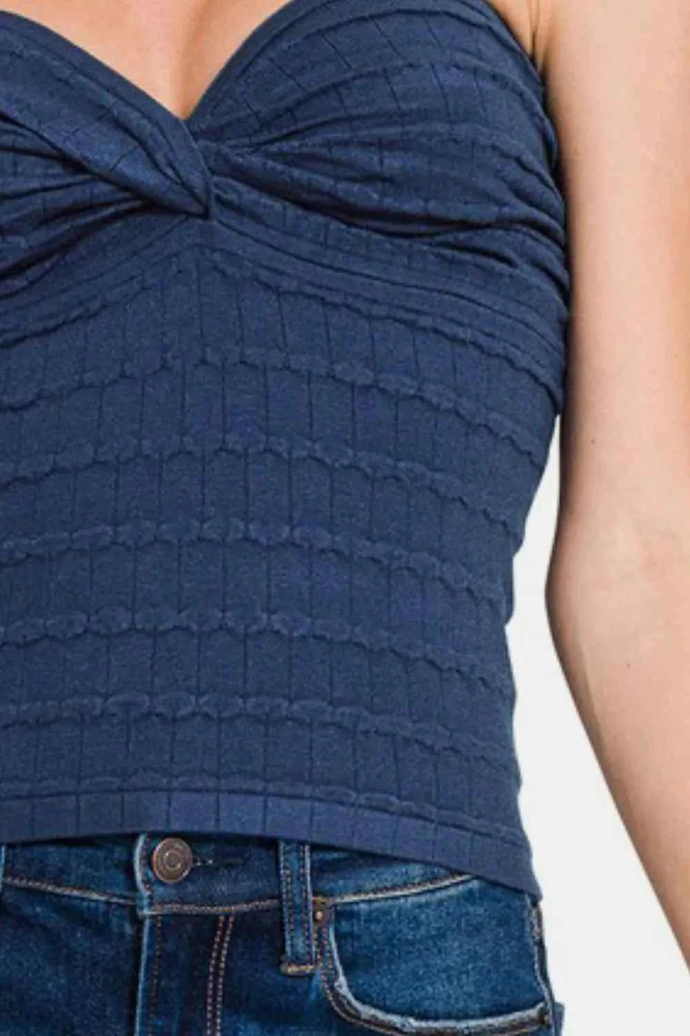 Zenana Ruched Twisted Sweetheart Neck Top 1b436356-b1f1-448b-a3c6-321ccf5965ba-Max