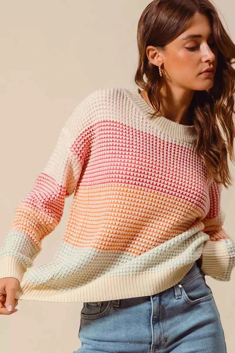 SO ME Multi Color Block Long Sleeve Sweater 1b4f3cebb35148ddaf1e702301e18e1c-Max-Origin