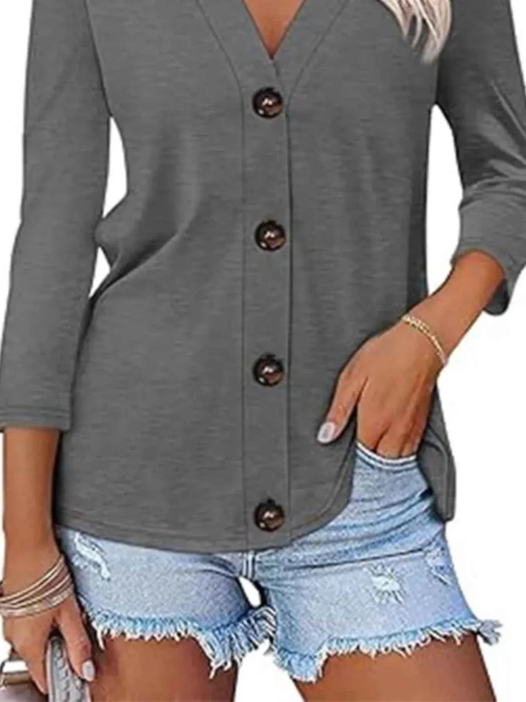 V-Neck Button Front Casual Top 1b4f82d387cd459cbb5440dc74cfbd5d-Max-Origin