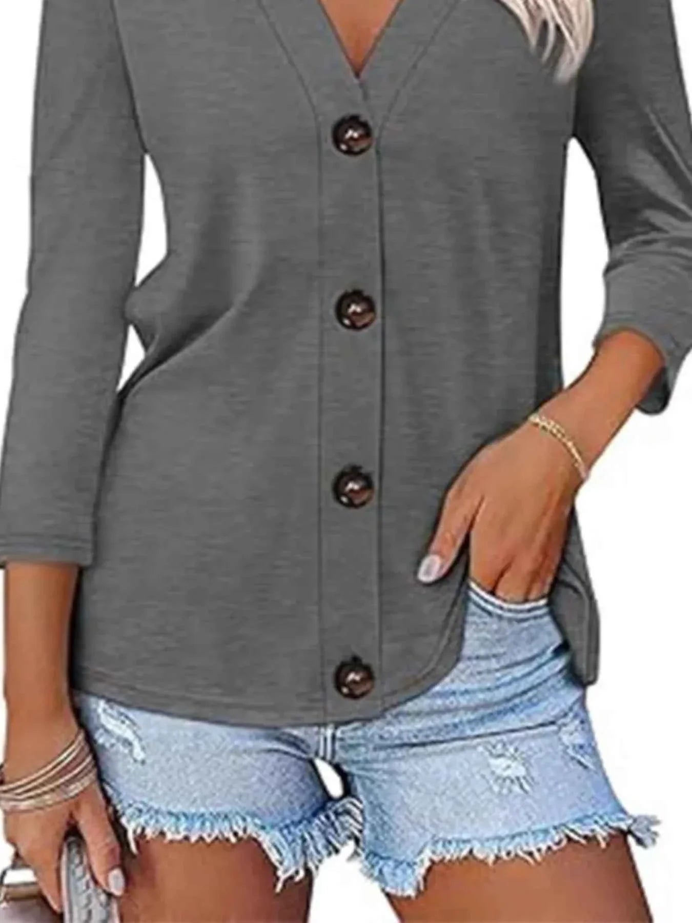 V-Neck Button Front Casual Top 1b4f82d387cd459cbb5440dc74cfbd5d-Max-Origin