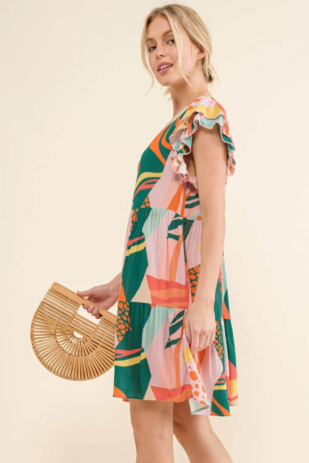 And The Why Printed Double Ruffle Sleeve Dress 1b5c8bca-ba22-4cfd-a7cd-752a2cbefbc3-Max