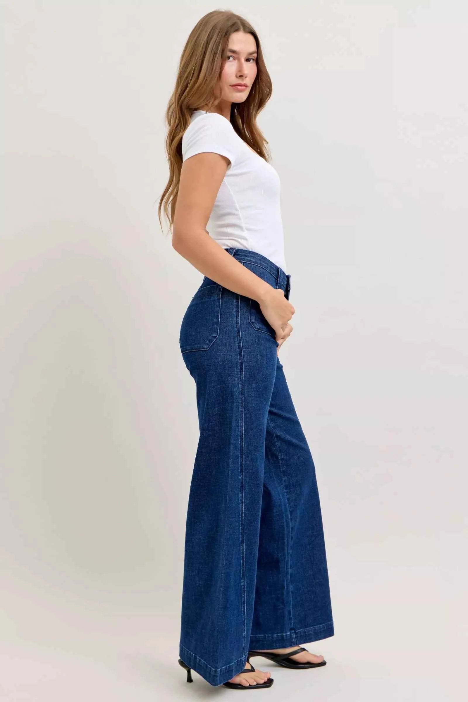 Judy Blue High-Waisted Retro Wide Jeans with Patch Pkts & Twisted Seams 1b5e5bcf-cffc-4e54-aca3-c2044f4fda79-Max-Origin