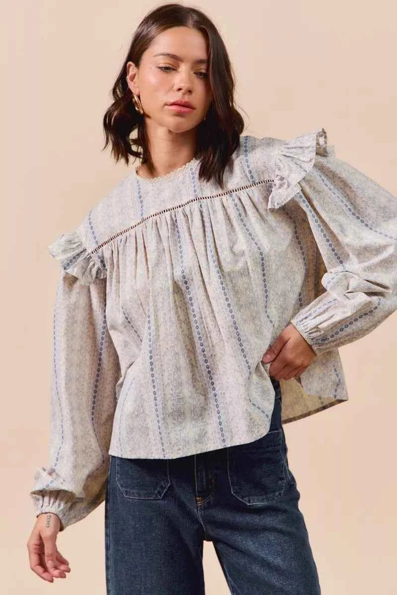 SO ME Floral Cotton Print Ruffled Long Sleeve Blouse 1b65ffc0366d4a3383c45a8bf81c902b-Max-Origin
