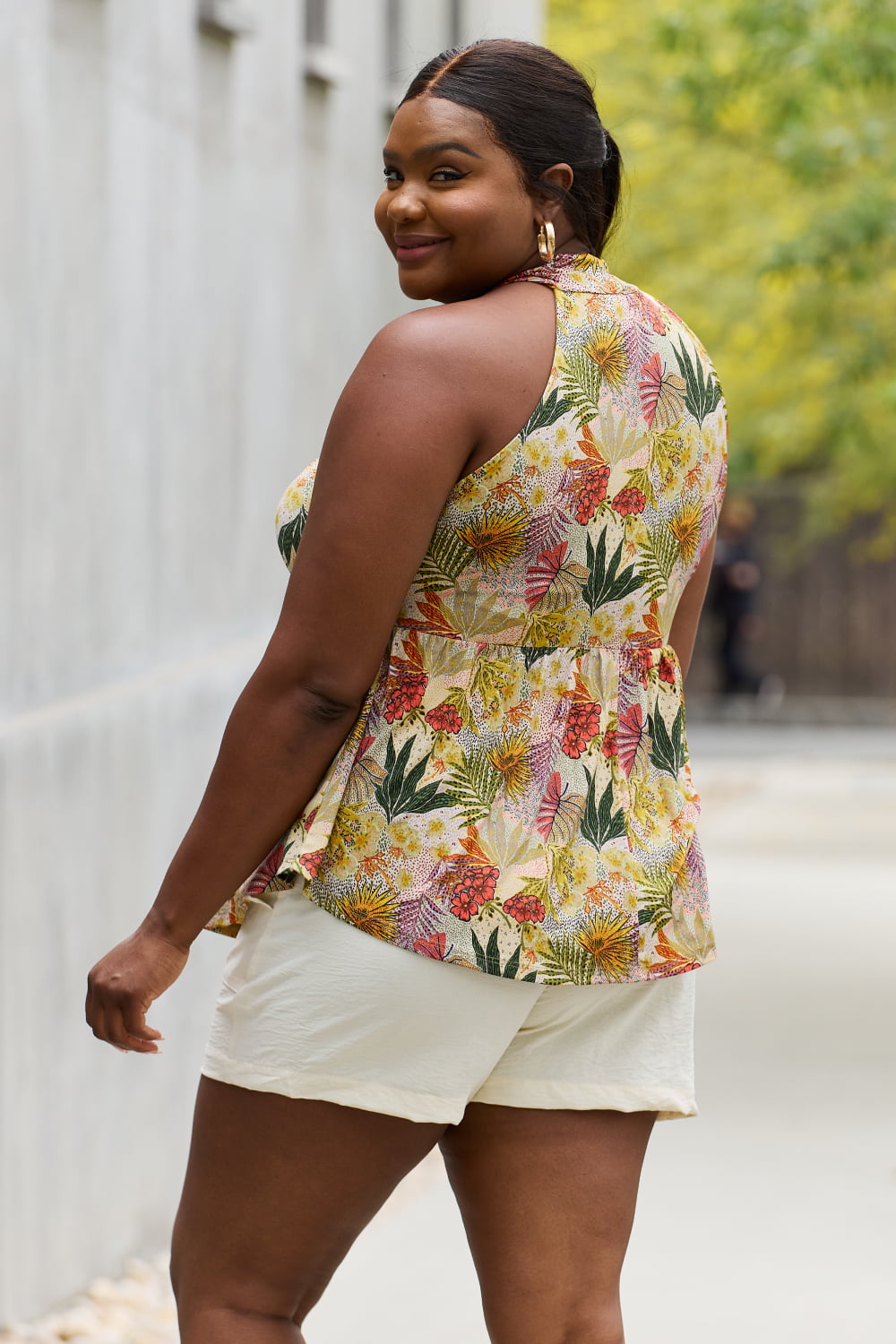 Be Stage Full Size Floral Halter Top in Green 1b725921afee43c3ad0b543b29ef1623-Max