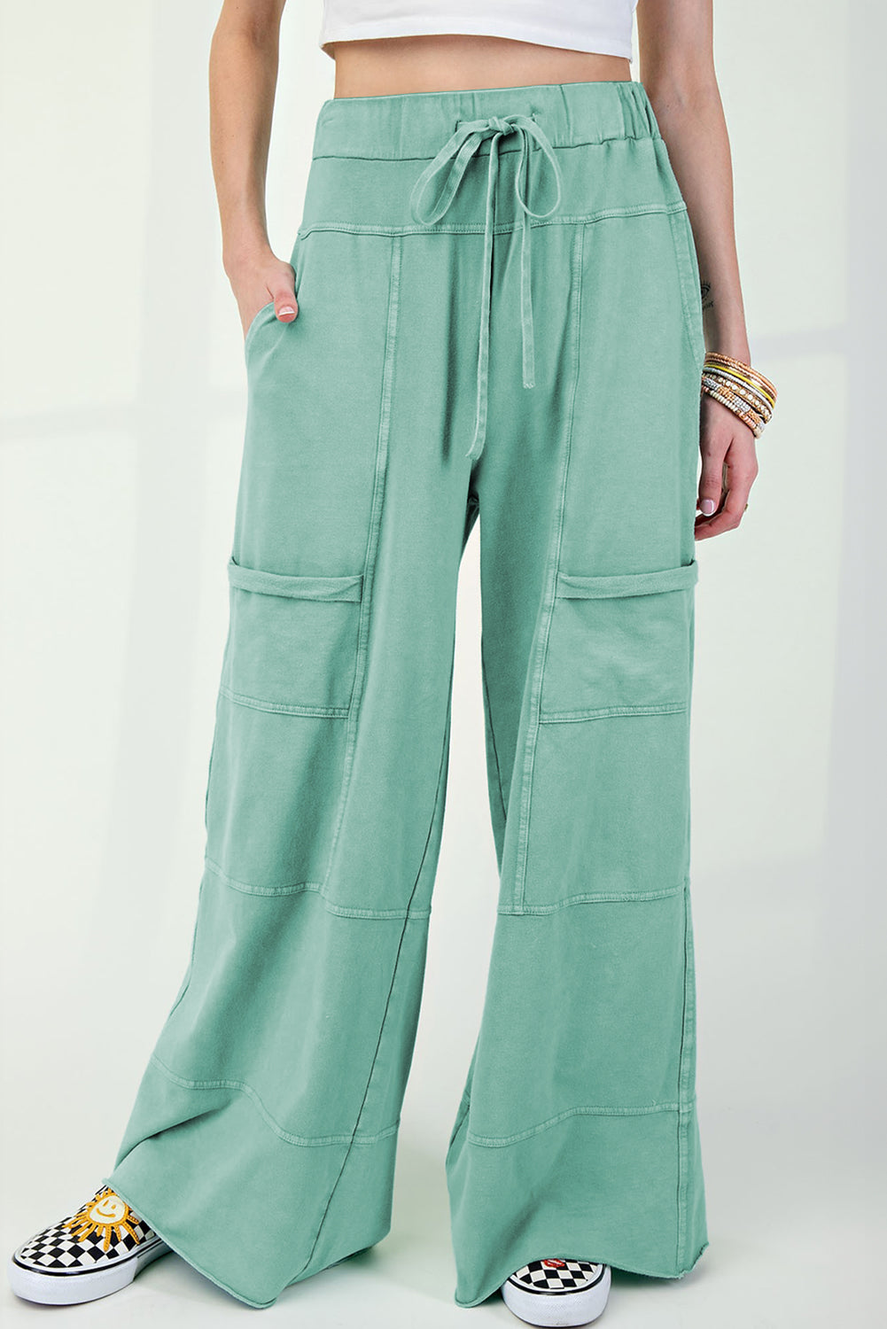 Black Mineral Wash Exposed Seam Wide Leg Cargo Pants 1b75f3a8b992137a
