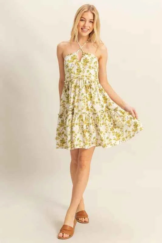 HYFVE Floral Print Halter Neck Tiered Mini Dress 1b87e7bd-6d60-4401-829a-075d84004364-Max-Origin