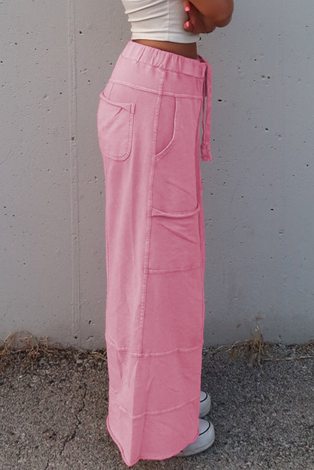 Black Mineral Wash Exposed Seam Wide Leg Cargo Pants 1b8e34b153505d9b
