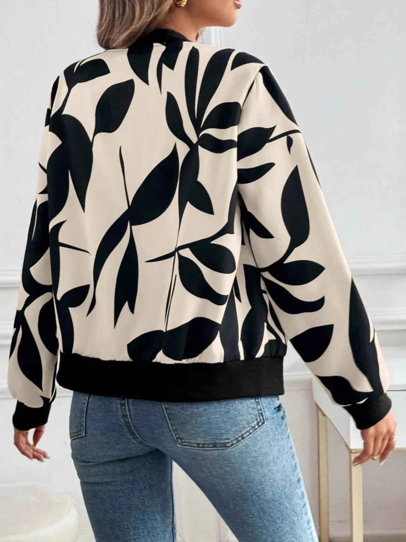 Printed Zip Up Long Sleeve Jacket 1b942e14a6414e2aaf7012e9564d2b0b-Max-Origin