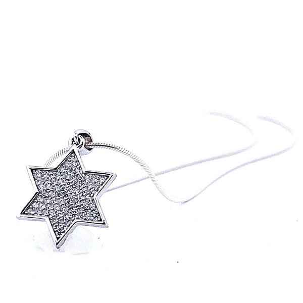 925 Sterling Silver Framed Star of David Necklace As Shown One Size 1b95f860-94db-4cc2-b22a-ca763e195ef0