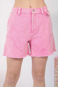 VERY J Washed Raw Hem Denim Shorts Pink 1bad64eb-8c04-4385-9e30-c8fb54ba43db-Max